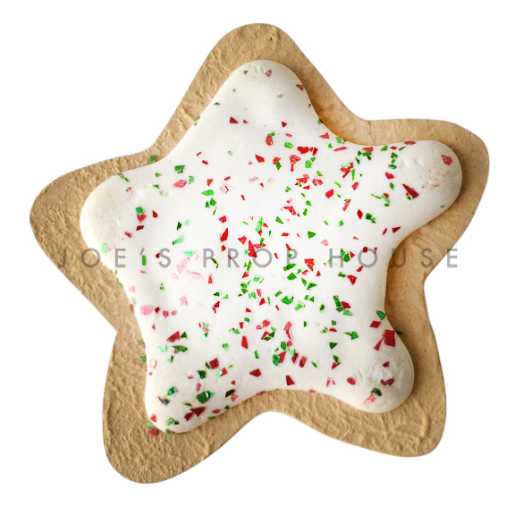 White Icing Star Cookie w/Glitter Dessert Prop