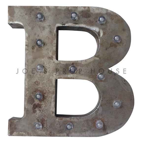 12in Galvanized Metal Marquee Letter B