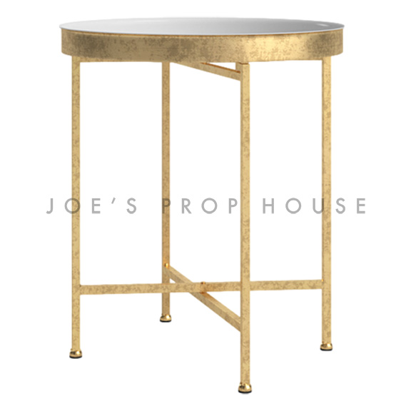 Mizsna Round Gold End Table w/White Tray
