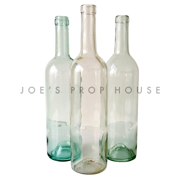 Assorted Clear Glass Wine Bottles / No Labels
