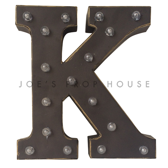 12in Charcoal Metal Marquee Letter K
