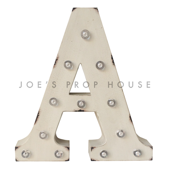 12in Ivory Metal Marquee Letter A