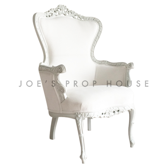 White Suede Baroque King Armchair 