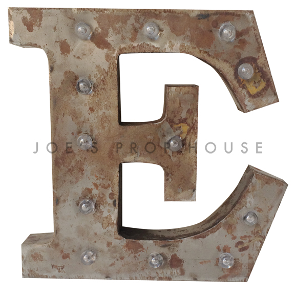 12in Galvanized Metal Marquee Letter E