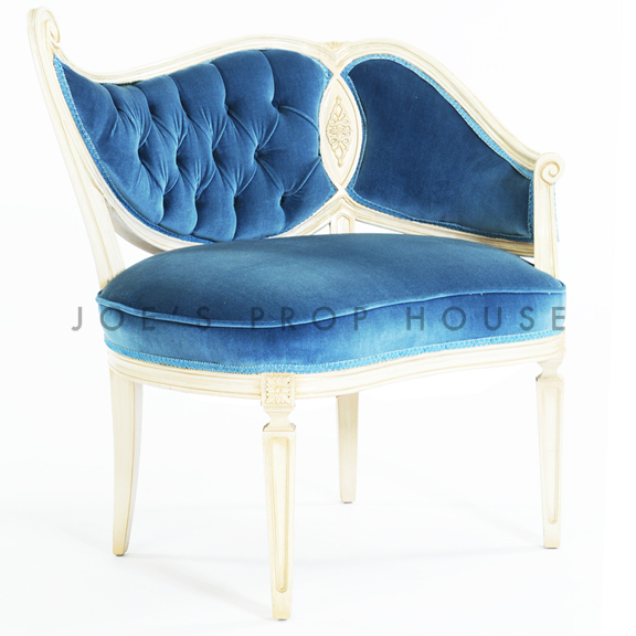 Swirl Tufted Chair Velour Blue 