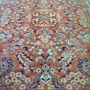 Peach + Navy Floral Persian Rug W8ft x L11ft