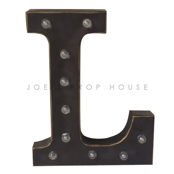 12in Charcoal Metal Marquee Letter L