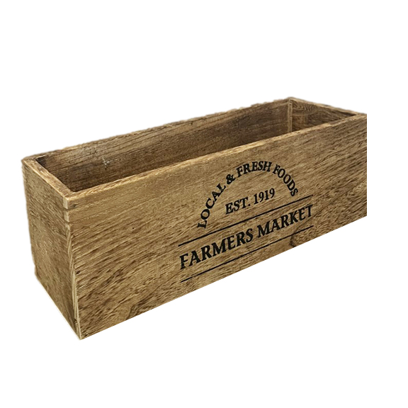 Farmers Market Brown Wood Rectangular Planter Box