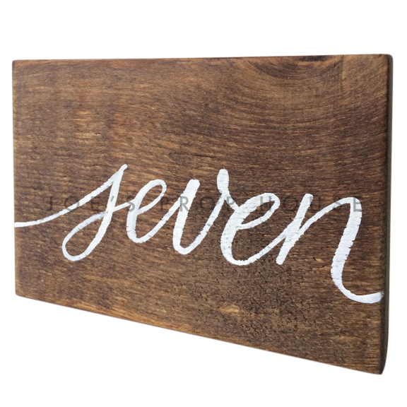 Wooden Table Number Block SEVEN W7in x H5in