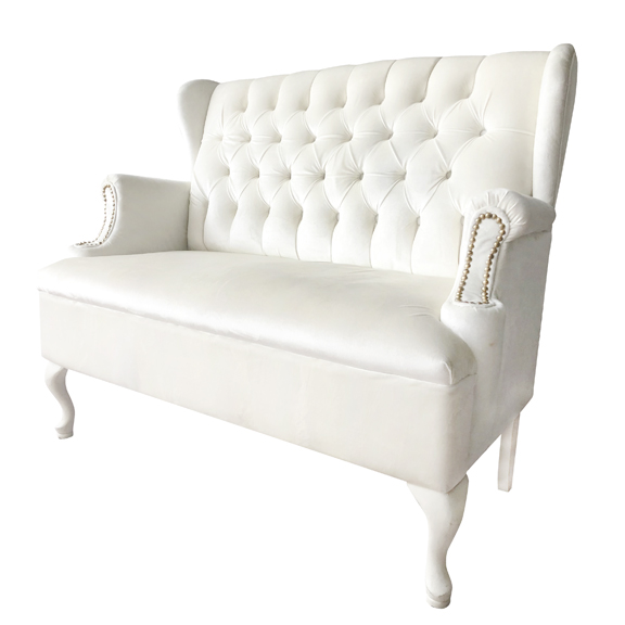 Remi Velour Low Back Banquette Ivory W52in x D24in x H41in