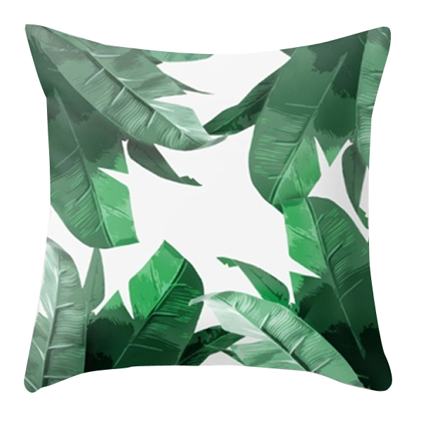 Banana Leaves Square Accent Pillow Green