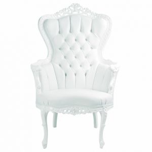 White Baroque Tufted King Armchair