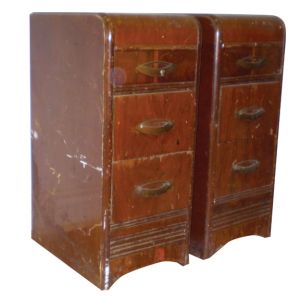 Set of 2 Vintage Wood Filing Cabinets