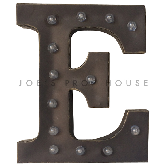 12in Charcoal Metal Marquee Letter E
