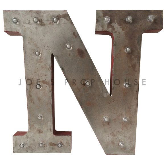 18in Galvanized Metal Marquee Letter N