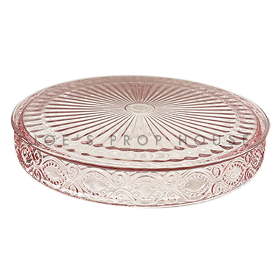 Mia Round Glass Platter PINK D9.75in