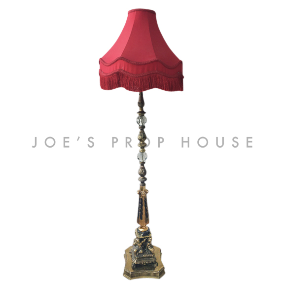 Abbey Brass Floor Lamp w/RED CORSET Lampshade