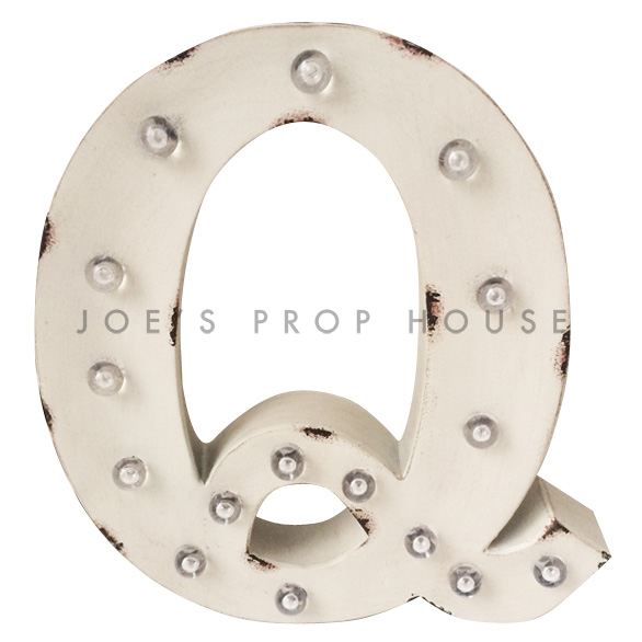 12in Ivory Metal Marquee Letter Q