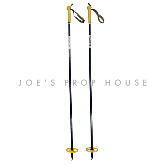 Pair of Navy Blue Ski Poles w/Yellow Handles