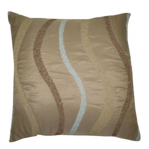 Square Taupe Pillow w/ swirl design