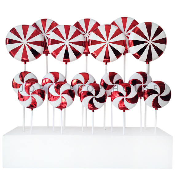 Giant Red / White Lollipop Display Box ( Includes 7 Large + 10 Small Lollipops )