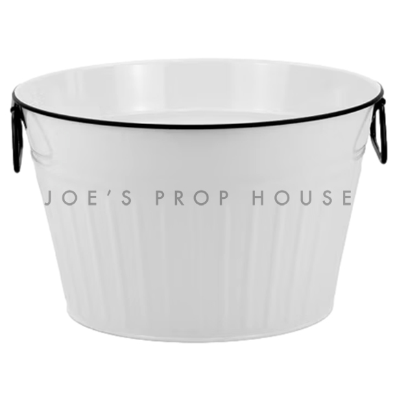 Black Rim White Metal Bucket w/handles