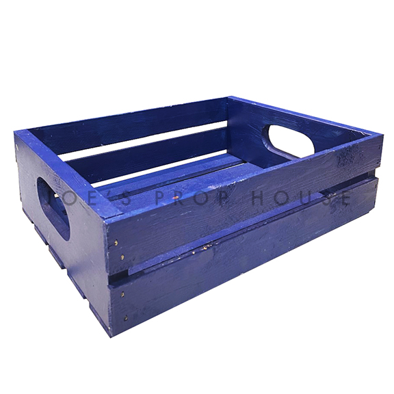 Wooden Half Crate w/Handles Blue