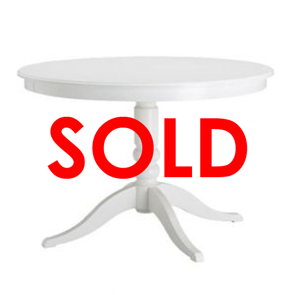 BUY ME / USED ITEM $295.00 each Bolster Round Pedestal Dining Table White D43in x H30in