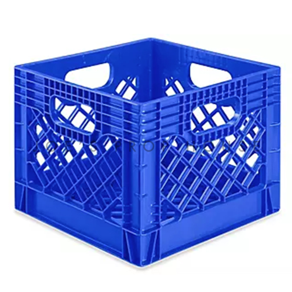 BLUE Plastic Milk Crate W12in x D12in x H10.5in
