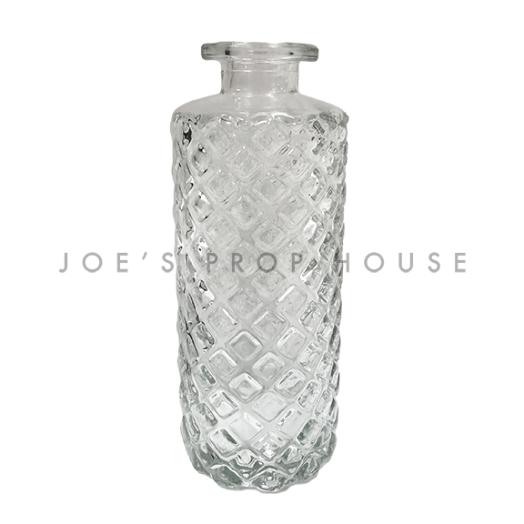 Crisscross Clear Cut Glass Bud Vase H5in