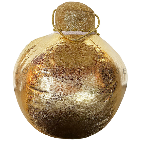 Large Metallic Gold Plush Christmas Ball Ornament H14in