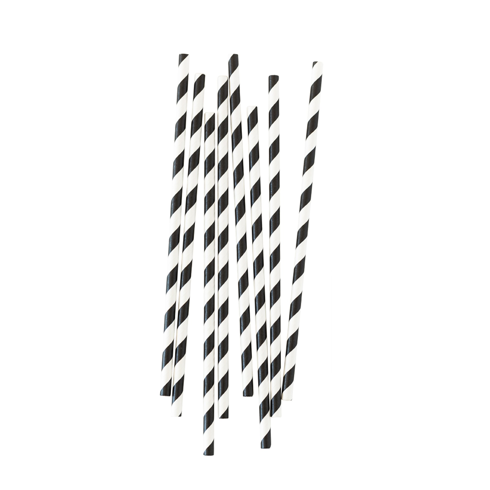 Biodegradable Black & White Stripe Paper Straws - 25 Pack