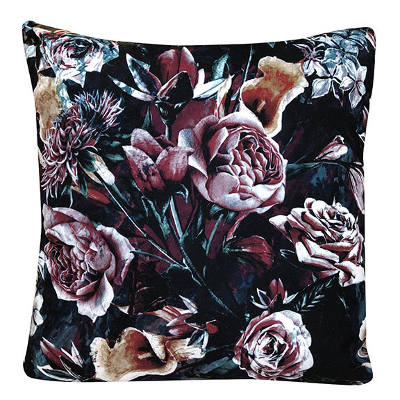 Midnight Garden Floral Accent Pillow