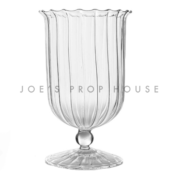 Dianna Fluted Clear Glass Pedestal Bud Vase H5in