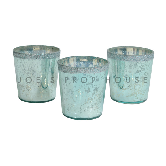 Mercury Glass Votive Cups Ice Blue