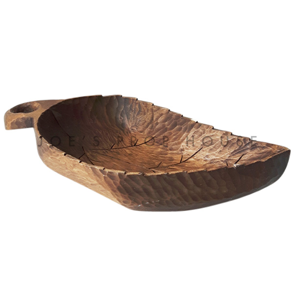 Large Wooden Leaf Serving Bowl
