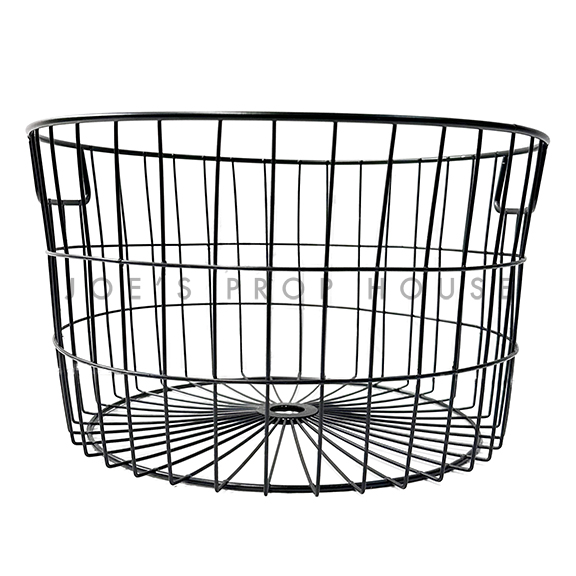 Round Grid Basket w/Handles Black