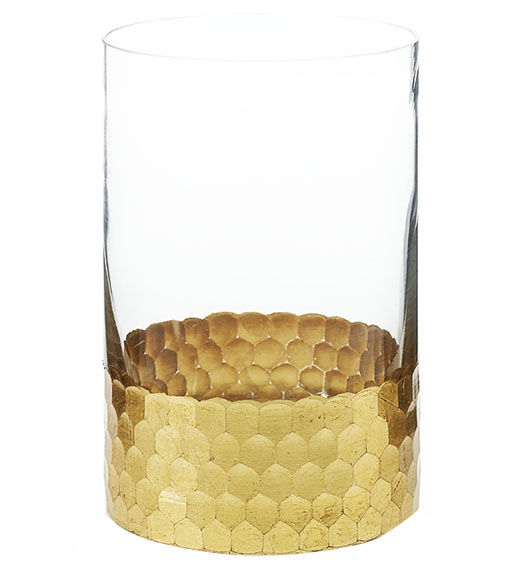 Arudla Gold Band Clear Vase 4in x 6in