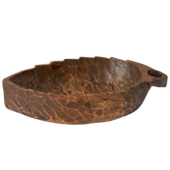 Small Wooden Leaf Serving Bowl 