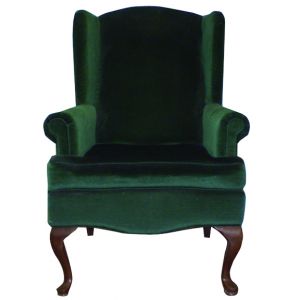 Velour Wing Back Chair Green 