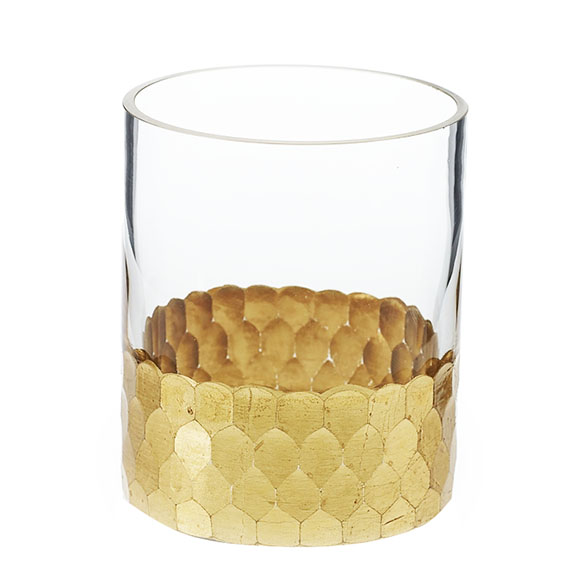 Arudla Gold Band Clear Vase 3.25in x 4in