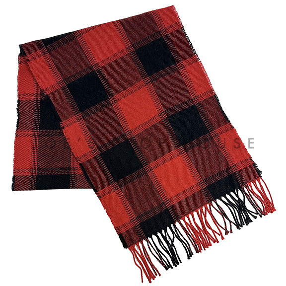 Red and Black Buffalo Plaid Fringe Table Runner