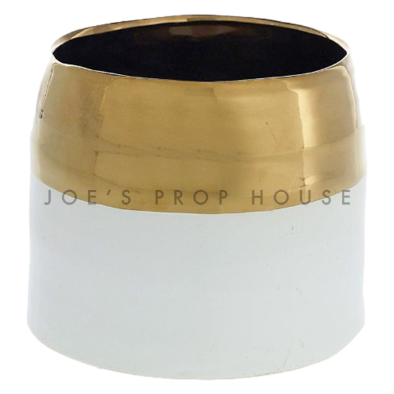 Clare Gold + White Ceramic Vase LARGE