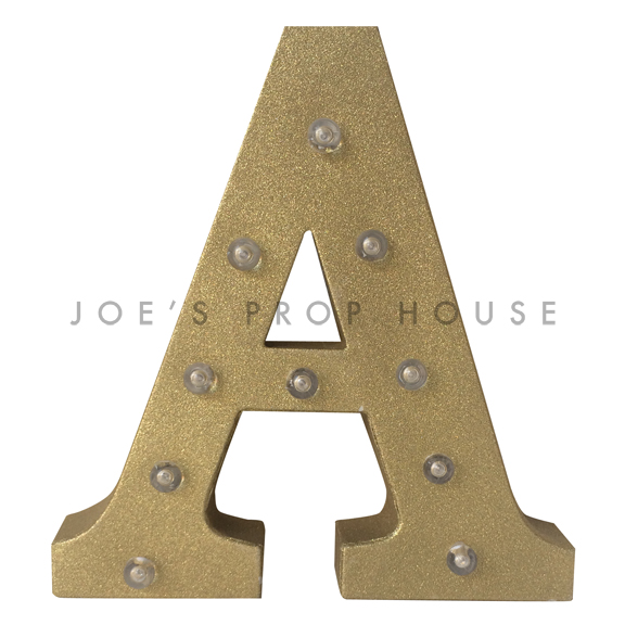 12in Gold Glitter Metal Marquee Letter A