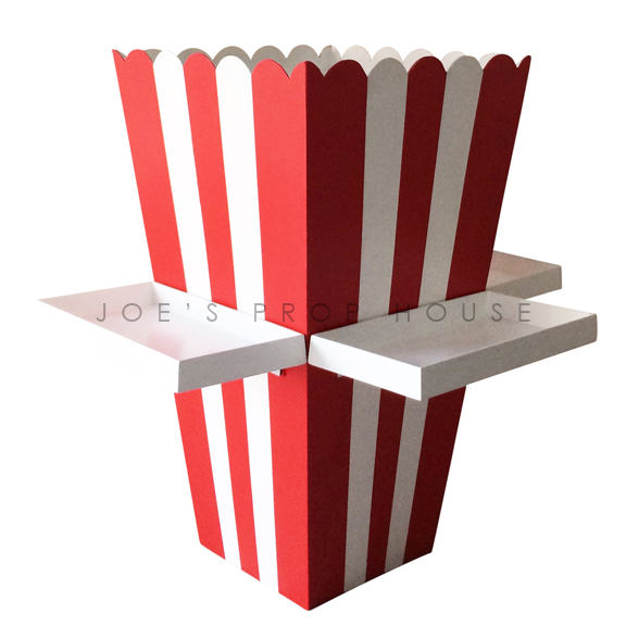 Giant Red & White Striped Popcorn Box w/Trays