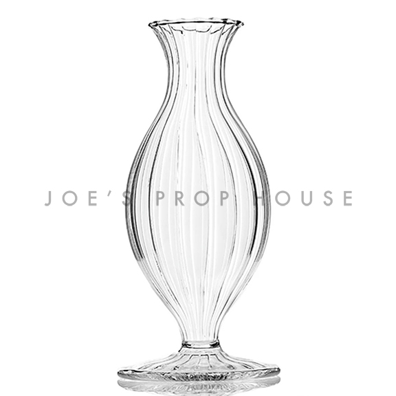 Alleah Clear Fluted Glass Pedestal Bud Vase H6in