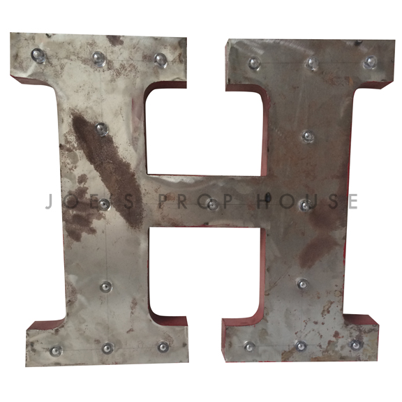 18in Galvanized Metal Marquee Letter H