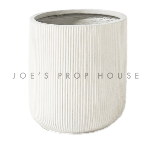 Isla Ribbed Large Planter White H18in x D18in