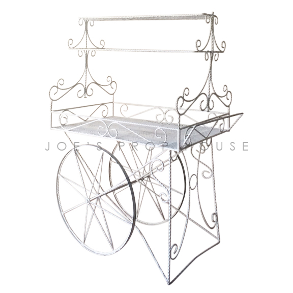 Decorative Metal Rolling Cart w/SHELVES White