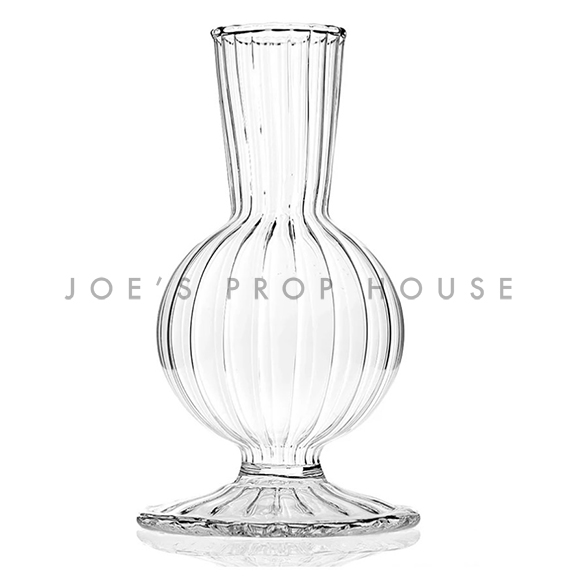 Reda Clear Fluted Glass Pedestal Bud Vase H5in
